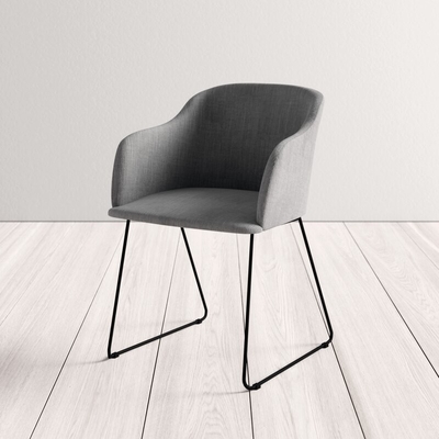 Fabric Seater Powder Metal Leg Light Gray 770mm Modern Leisure Chair