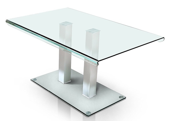 Square Stainless Steel Legs 50kgs Contemporary Glass Dining Tables