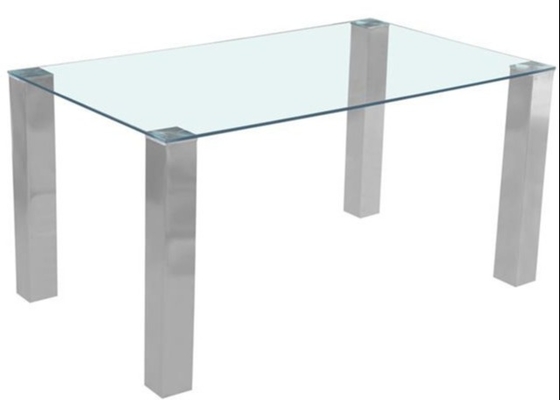Clear Rectangular Glass 70kgs 150x90cm Modern Dining Table