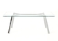 Glass Top Crossing Steel Leg 130cm Modern Dining Table