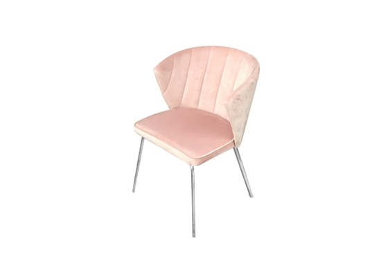 Pink 790mm Modern Leisure Chair With Chrome Metal Steel Leg