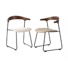 Antirust Simple PU Dining Chair Metal Frame Iron Leg Dining Chair Easy Cleaning