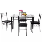Anti Wear 5 Piece Metal Dining Table Set Tempered Glass Top Table And Chairs
