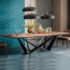 European Design Rectangular Metal Dining Table Set Dirt Resistance