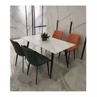 Anticorrosive 6 Seater Metal Dining Table Set  Family Use Wear Resistance