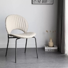 Armless Padded Cream Leatherette Dining Room Chairs Hollow Outdesign