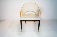 Modern Trendy Stackable Beige PU Dining Chair Anticorrosive