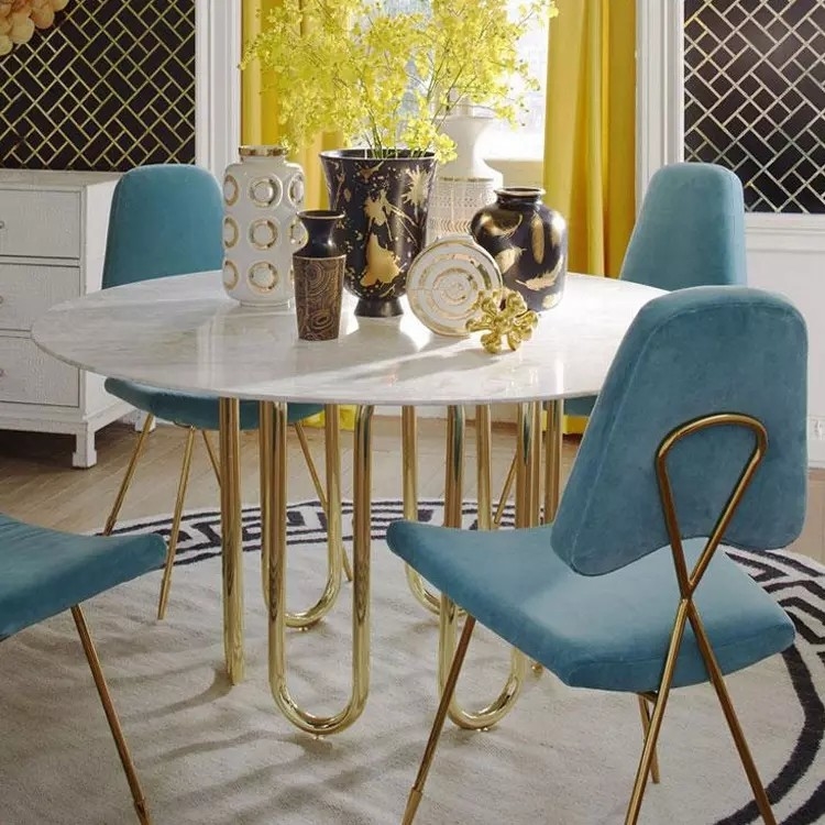 Customizable Fabric Dining Room Chairs Blue Cloth Dining Chairs Antibacterial