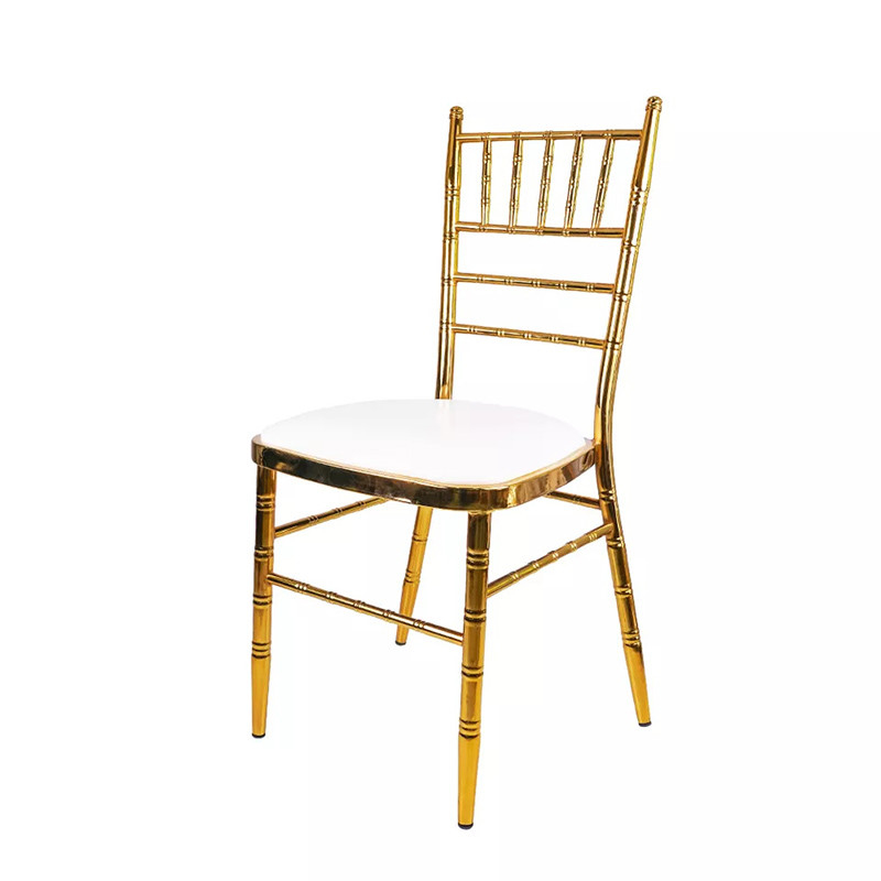 Elegant Metal Frame Soft Catering Gold Gilded Chairs Scratch Resistant