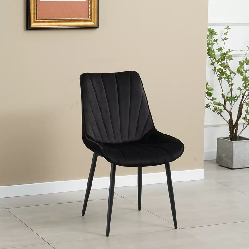 Anti Skid Mute Black Cushioned Dining Chairs Indoor Dining Chairs Removable Cover