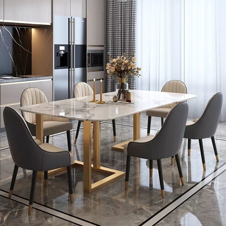 ISO9001 Marble Kitchen Table And Chairs 5 Piece Marble Dining Set