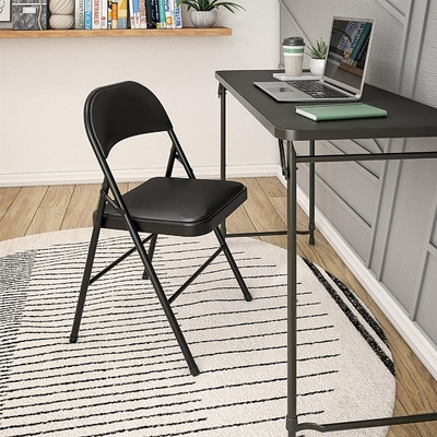Hoogte 29,92 inch zwart metalen opklapbare stoelen inklapbare eetkamerstoel anti-slijtage